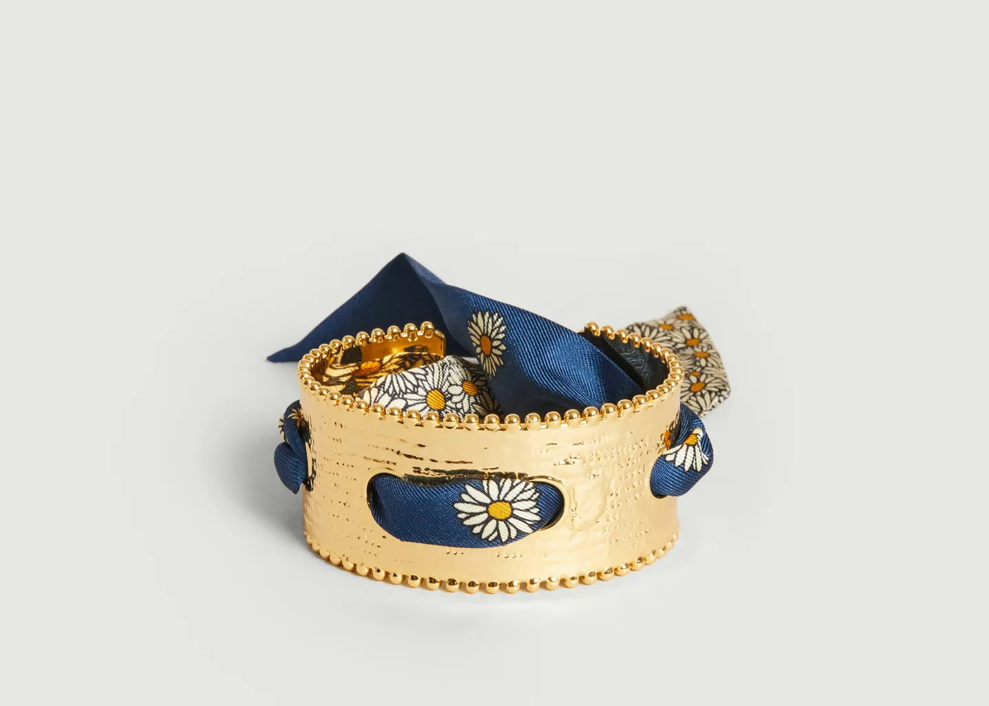 Bracelet manchette plaqué or et soie Diva June An-nee