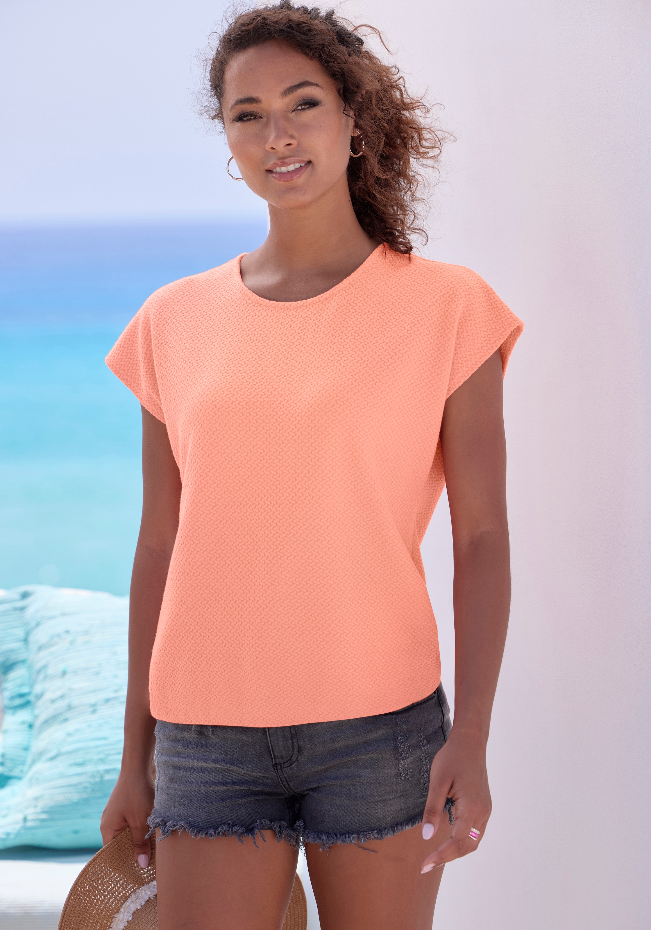 Vivance Kurzarmshirt »aus bügelfreier Strukturqualität im 2er Pack«, mit Viskose