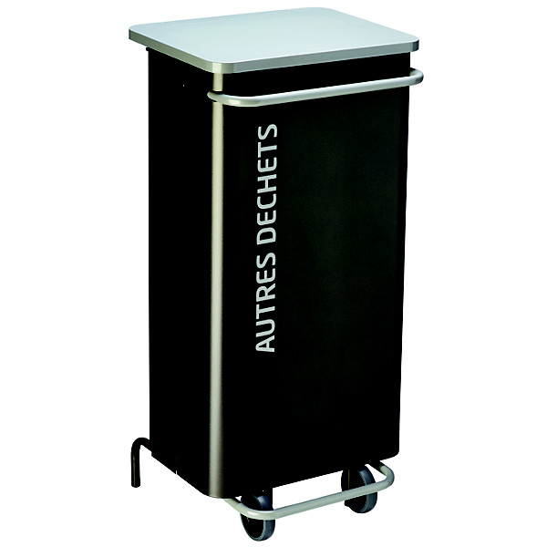 Poubelle de tri mobile à pédale avec frein de chute du couvercle nomade - 110 L - autres déchets - gris manganese / gris clair 9022