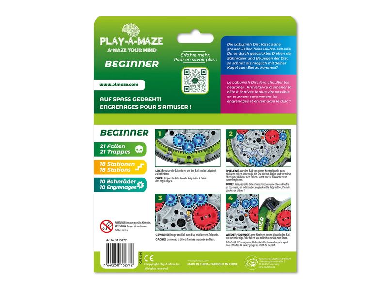 Carletto Knobelspiel Labyrinth Travel Disc für Beginner Geschicklichkeitsspiel