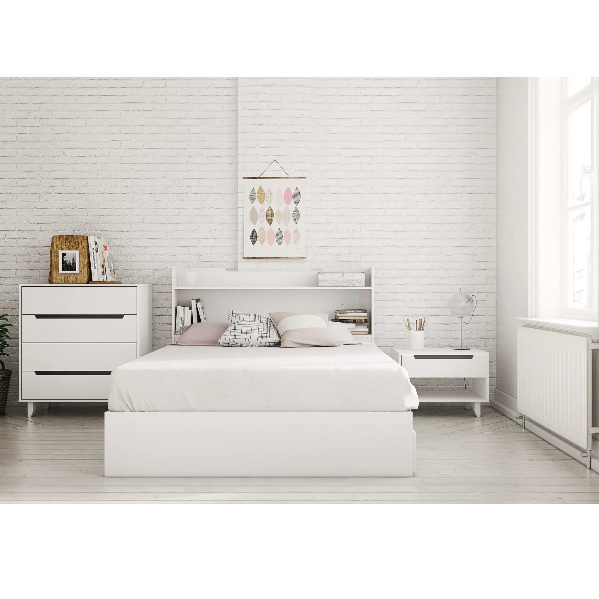 Nexera Bureau 4 Tiroirs Aura - Blanc