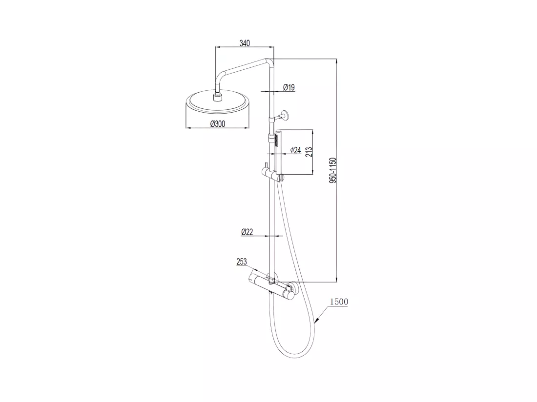 Delice II colonne de douche mécanique noire 300 - Essebagno