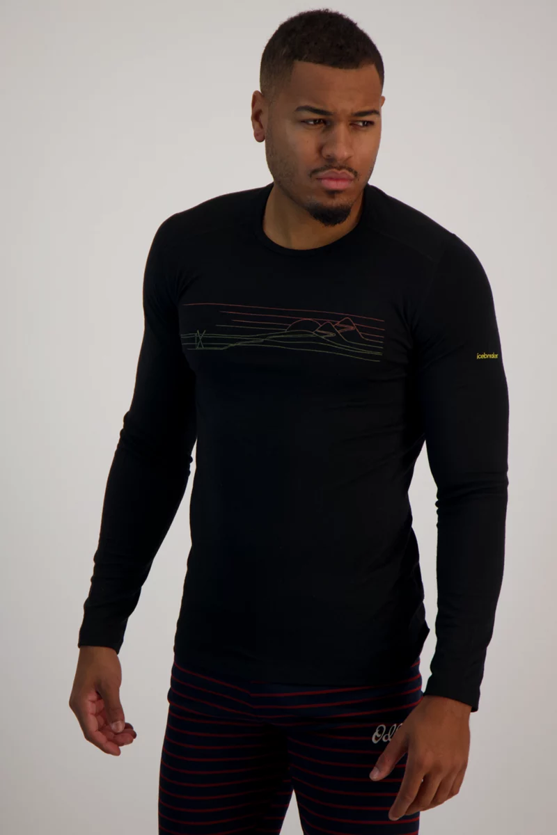 icebreaker Merino 200 Oasis Ski Stripes Herren Thermo Longsleeve