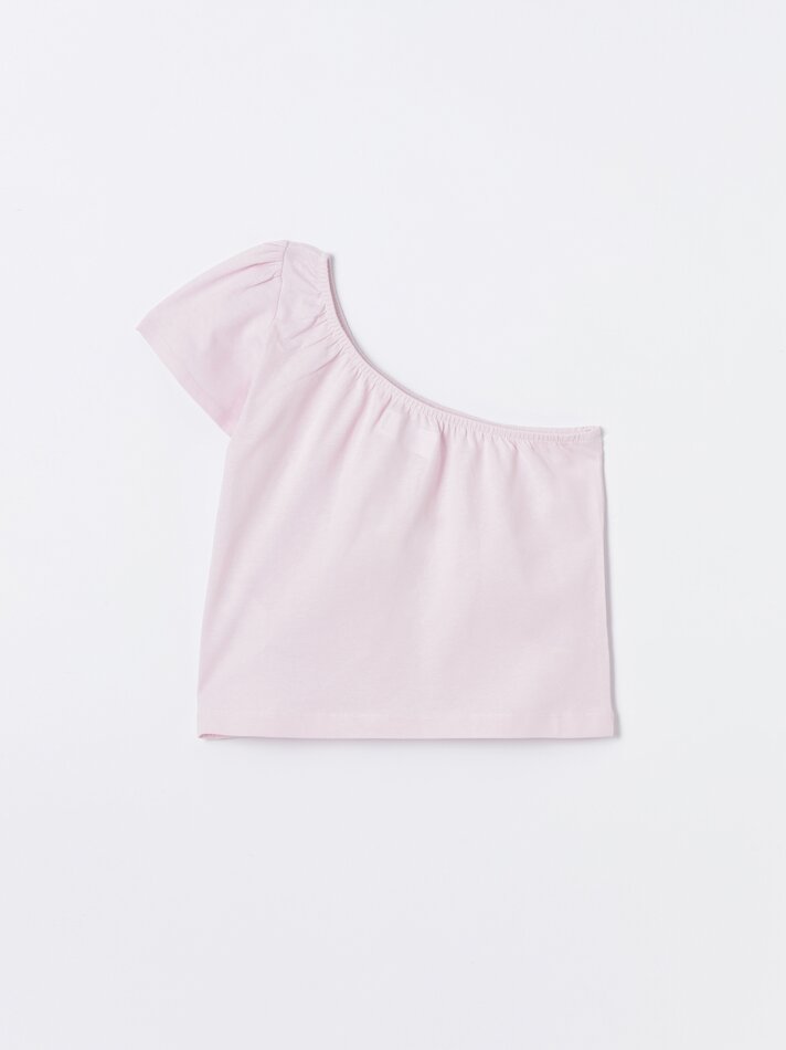 Camiseta assimétrica - Rosa claro