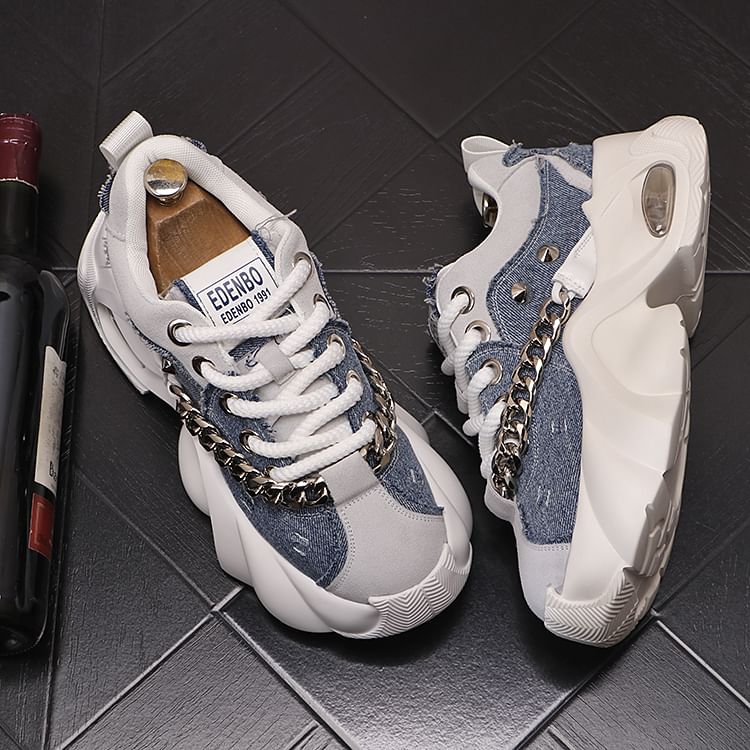 Mr Ozera - Platform veterschoenen met ketting