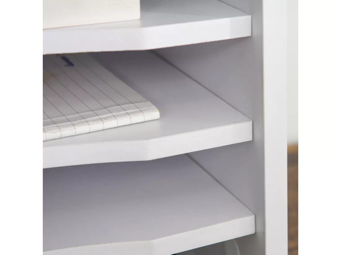 Organiseur bureau bois blanc avec 4 couches fournitures support d'imprimante dim. 35,5L x 25l x 28,6H cm