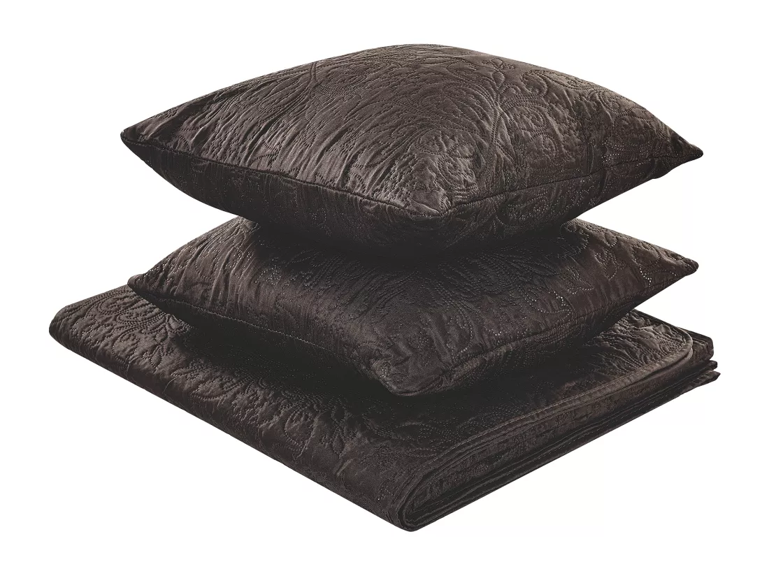 Couvre-lits avec coussins RAYEN 140 x 210 cm Marron