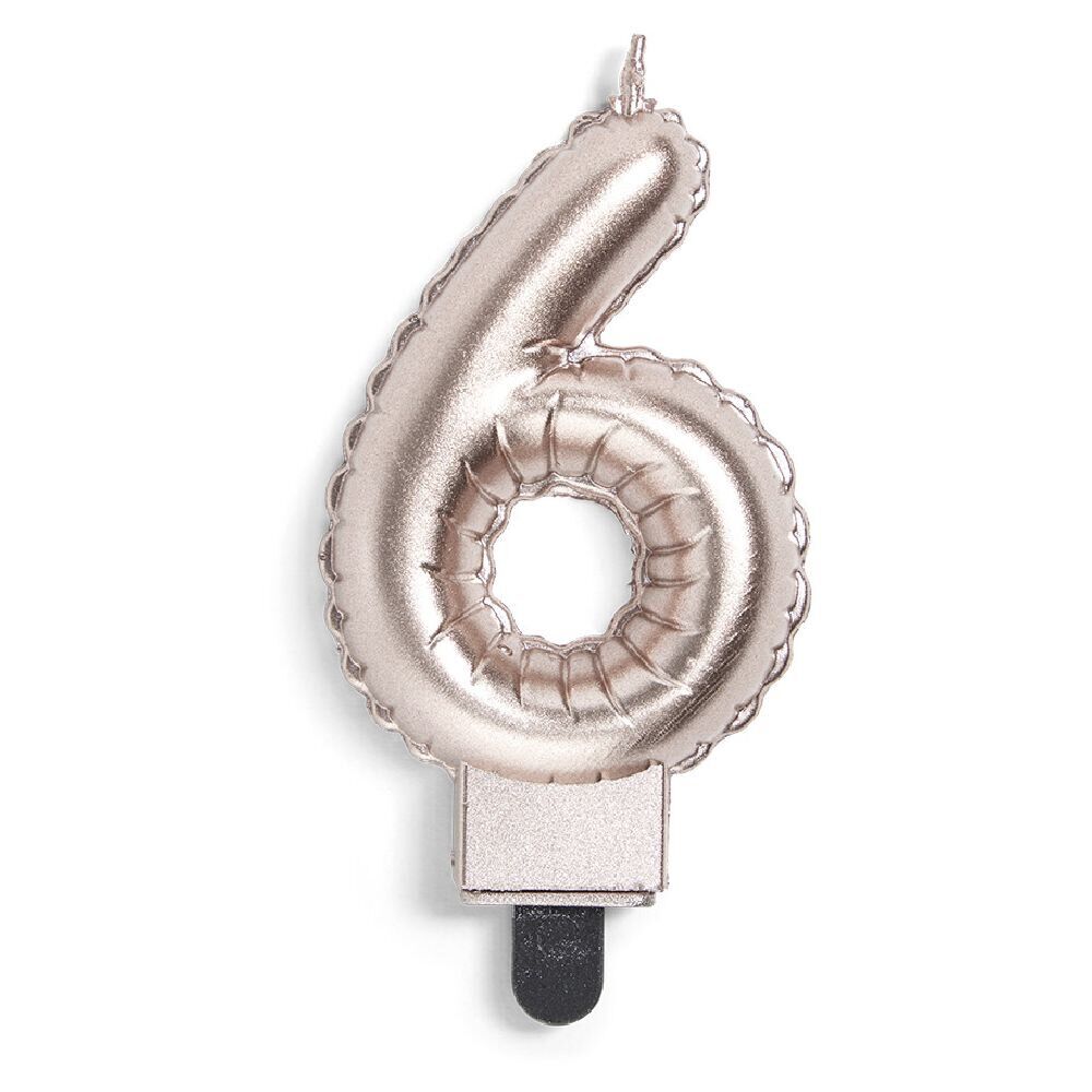 Bougie anniversaire chiffre 6 rose gold