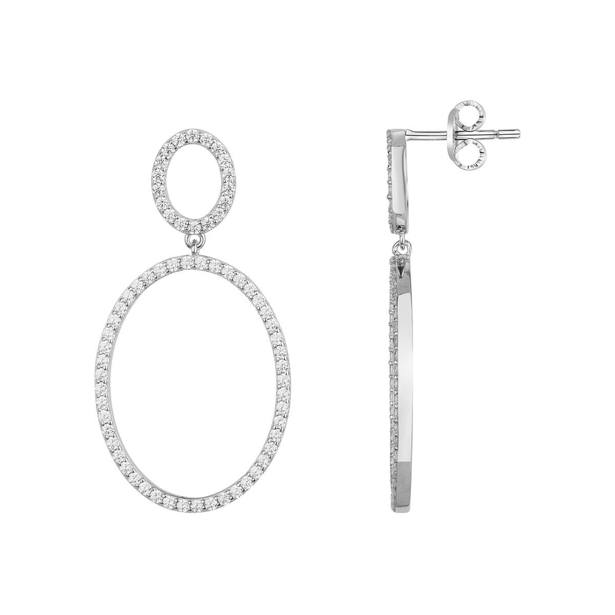 Boucles d'oreilles en Argent avec oxyde de zirconium blanc