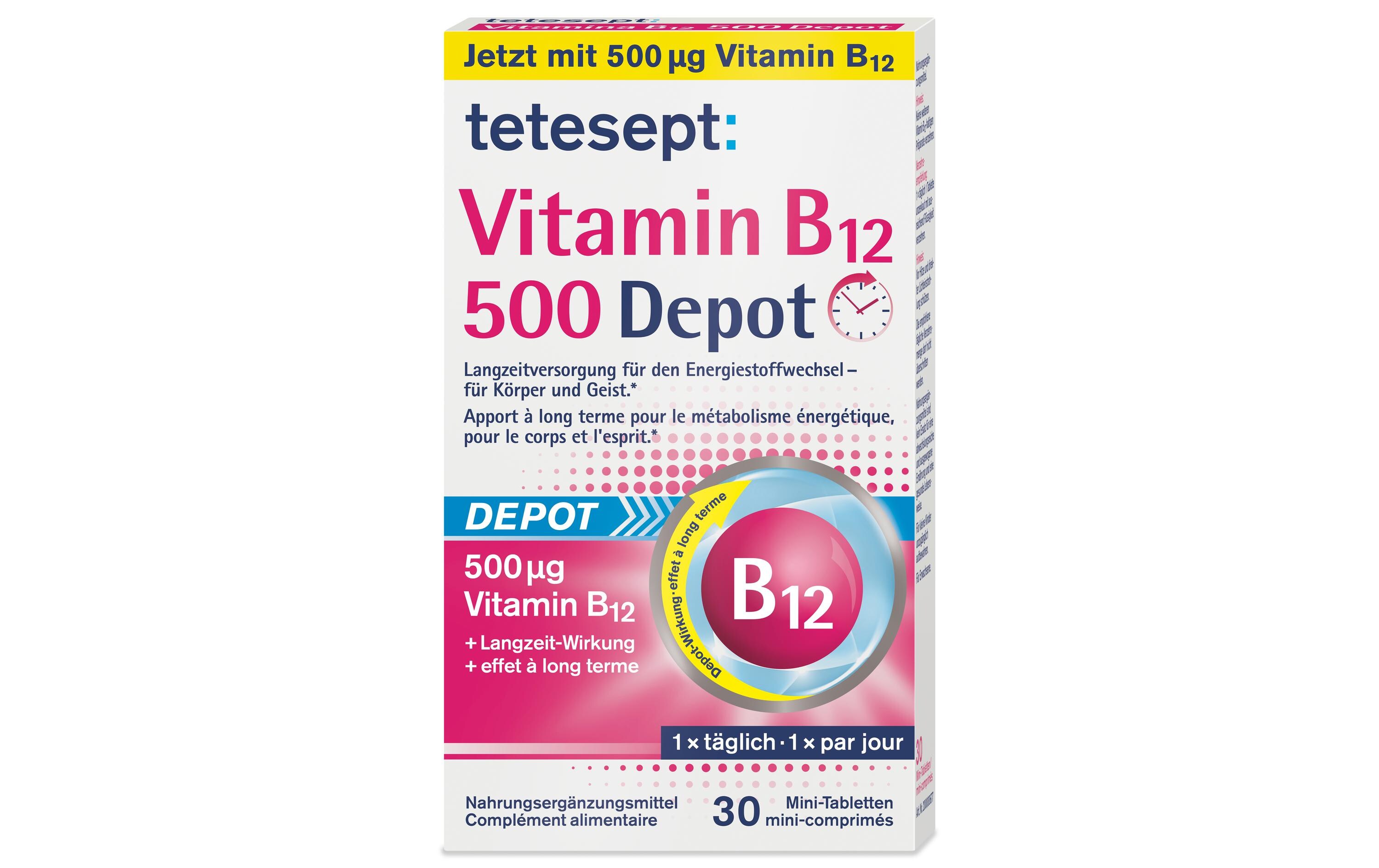 Vitamin B12 Depot 500 mcg 30 StückNahrungsergänzungsmittel mit Vitamin B12