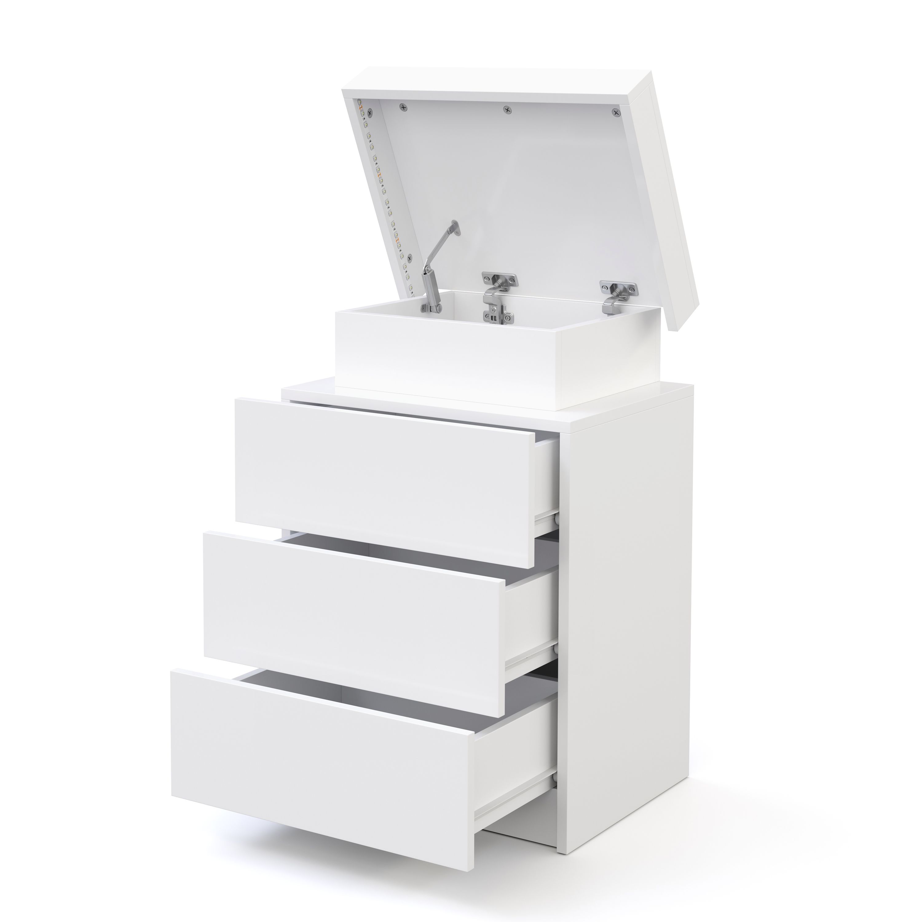 Nachttisch LED MOYA 3 Schubladen weiss