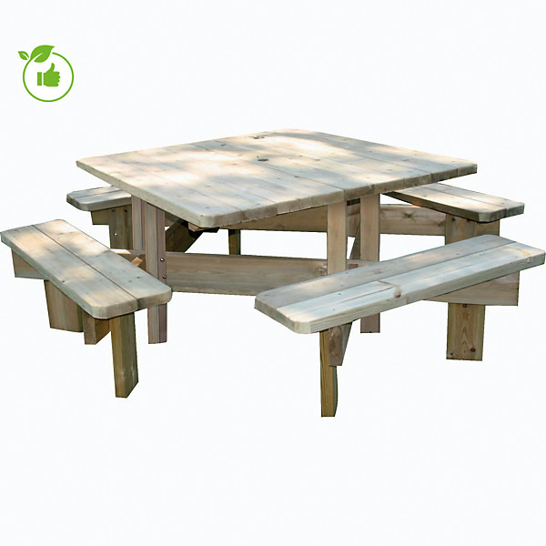 Table pique-nique carrée 45 mm 8 places