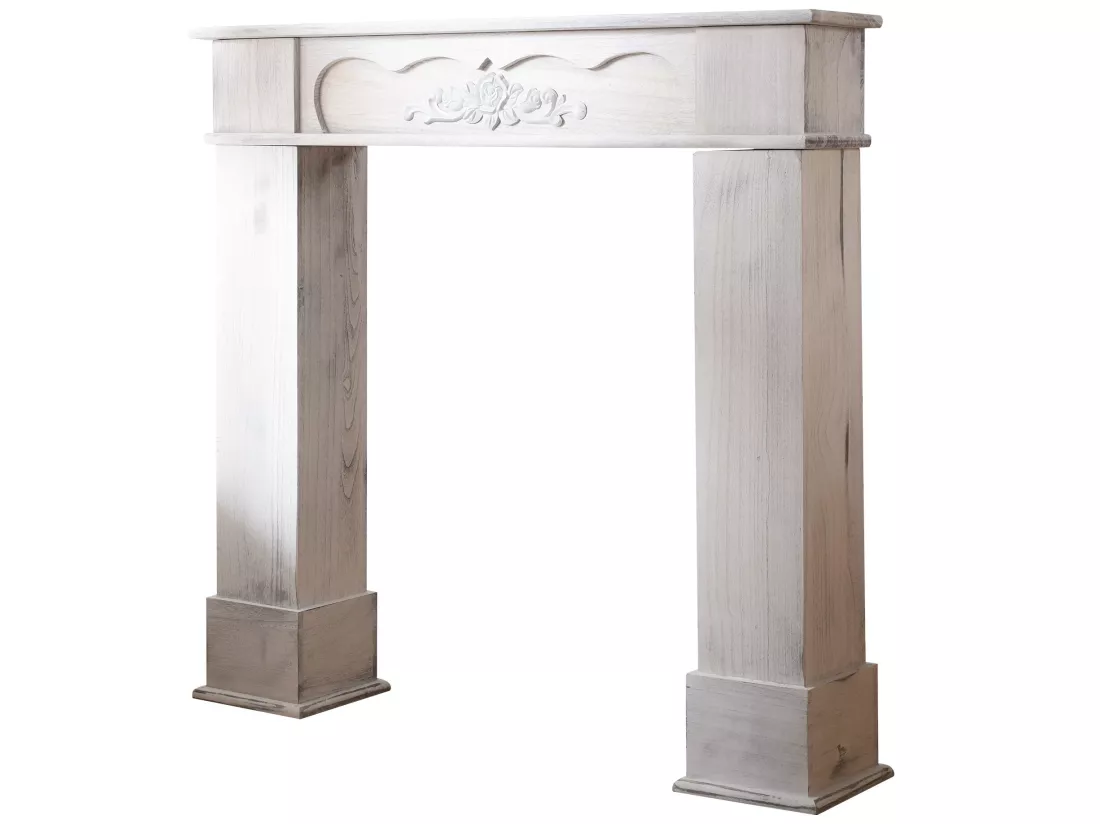 Cadre Decoratif Manteau De Chemineee Bois Blanc 99x104x21