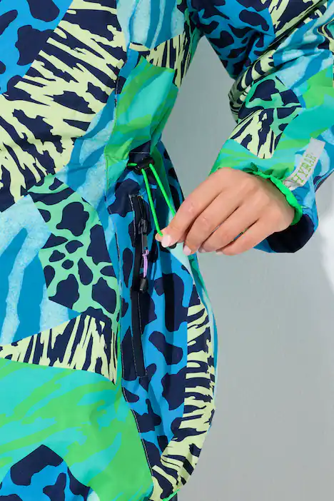 Funktions-Regenjacke, Animalmuster, Reflektor, Packsack, mintgrün