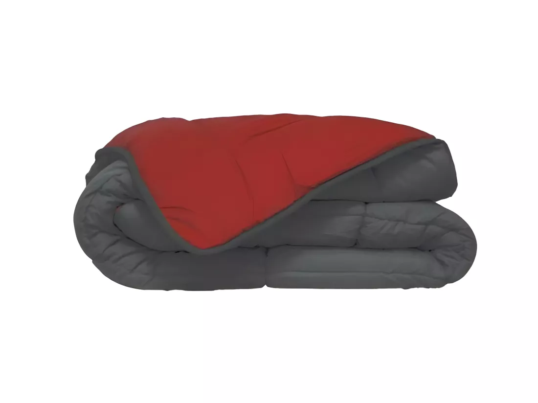 HUDSON Couette legere Microfibre 200g/m2 140x200cm Gris + Rouge