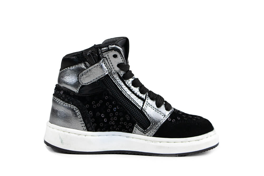 Pinocchio Hoge Sneaker Zwart Zilver