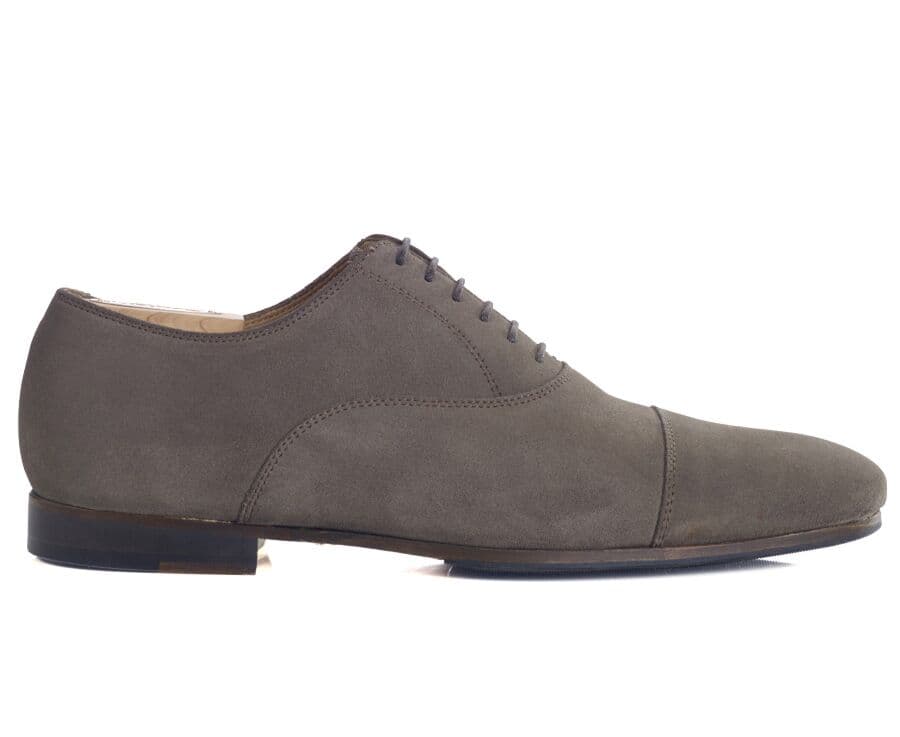 Richelieu homme Velours Taupe semelle cuir avec patin - LENNOX PATIN