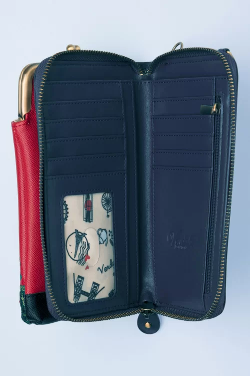 Vendula The Old Post Office Clipper telefoontasje en portemonnee in navy en rood