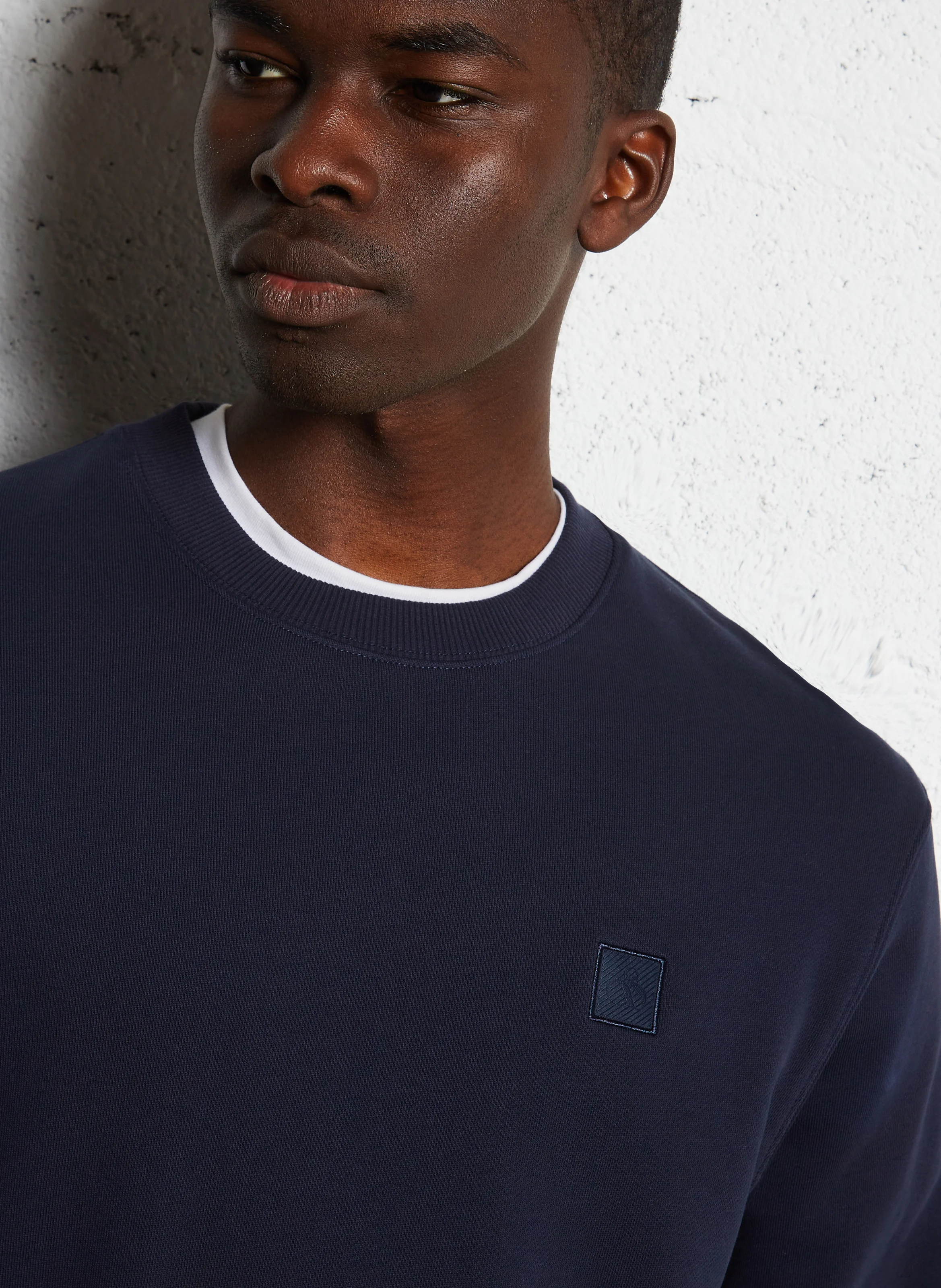 Sweat ample col rond en coton | Bleu