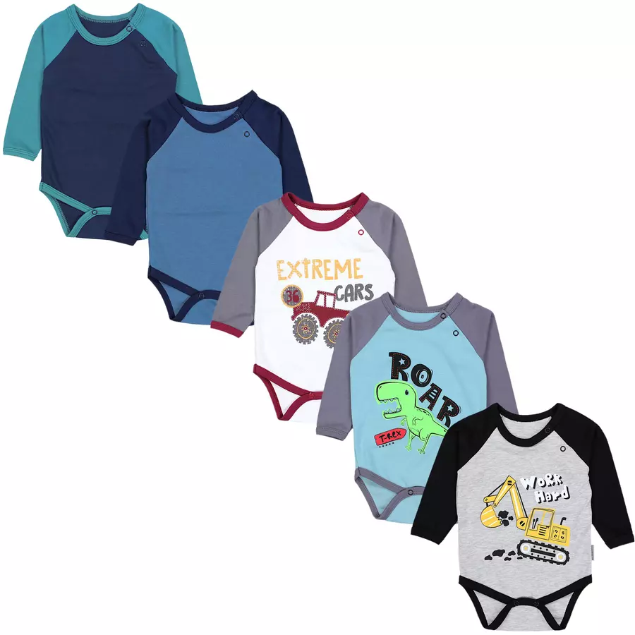 TupTam Jungen Baby Body Langarm 5er Pack blaugrau