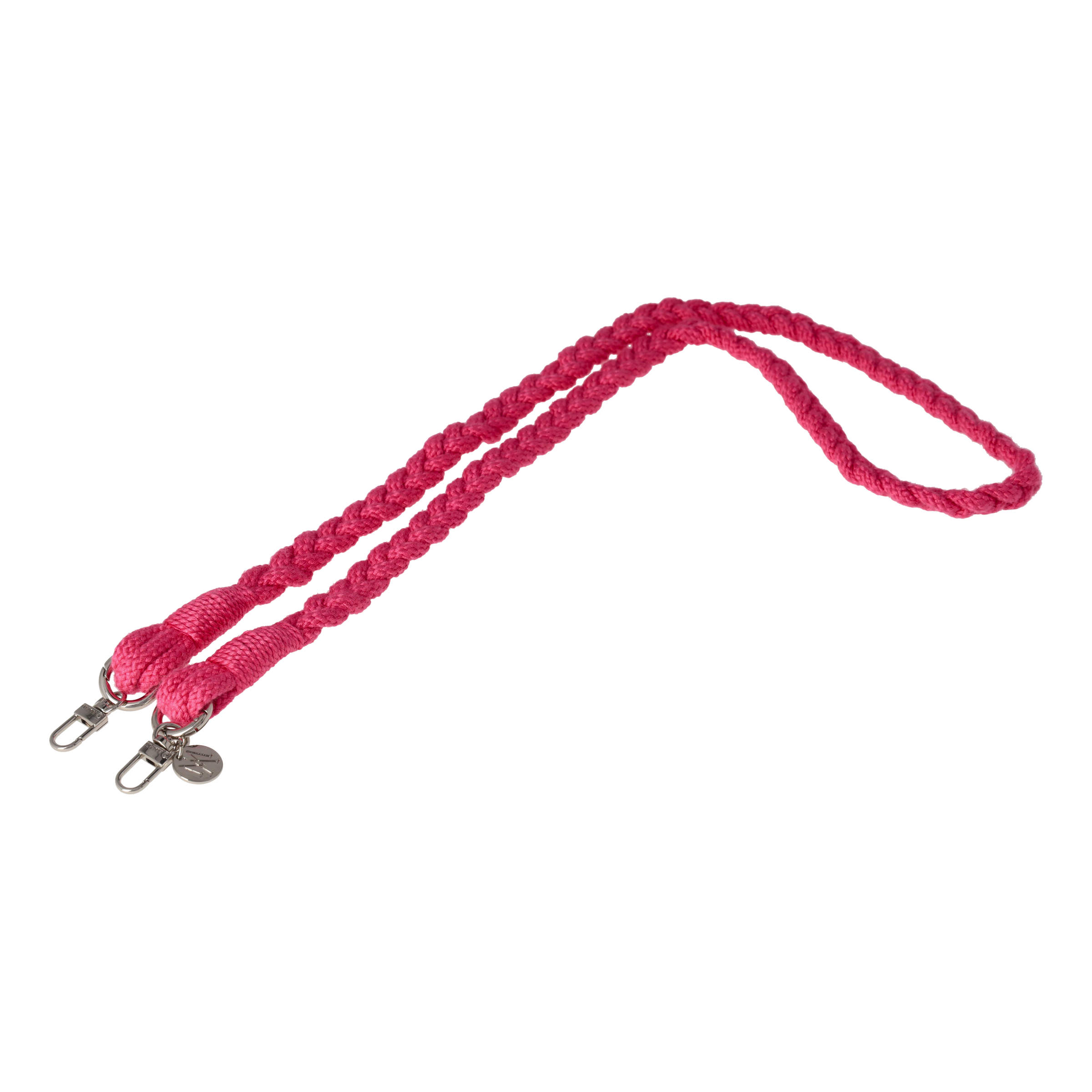 Handgemachte Handykordel Geflochtenes Umhängeband für Handyhüllen Silver - Hot Pink