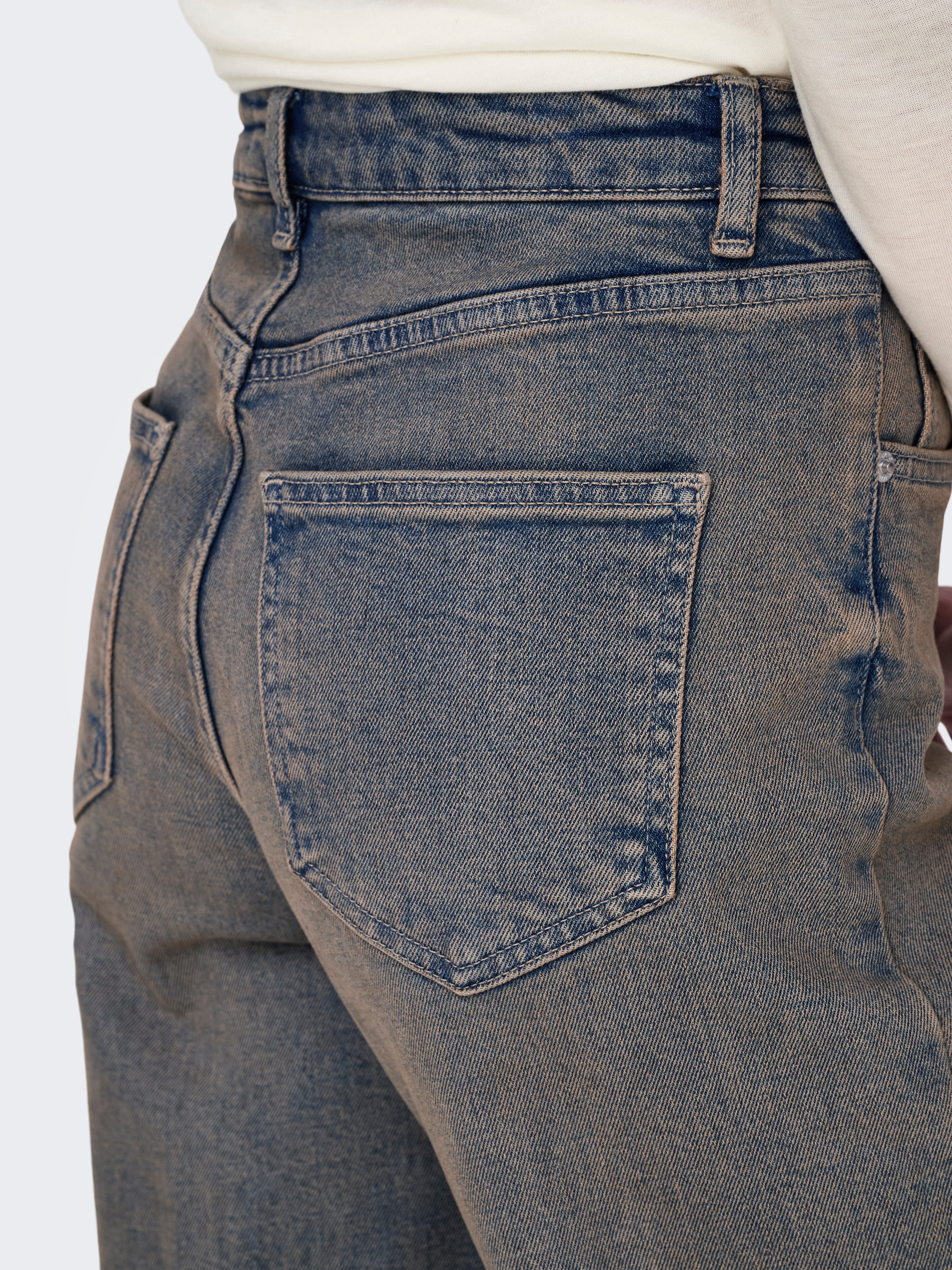 ONLJUICY Hohe Taille Weiter Beinschnitt Jeans Dark Blue Denim