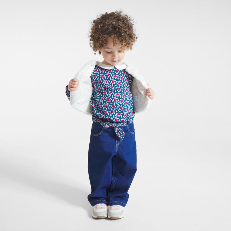 Blouse fleurie à petit col rose bébé fille Rose