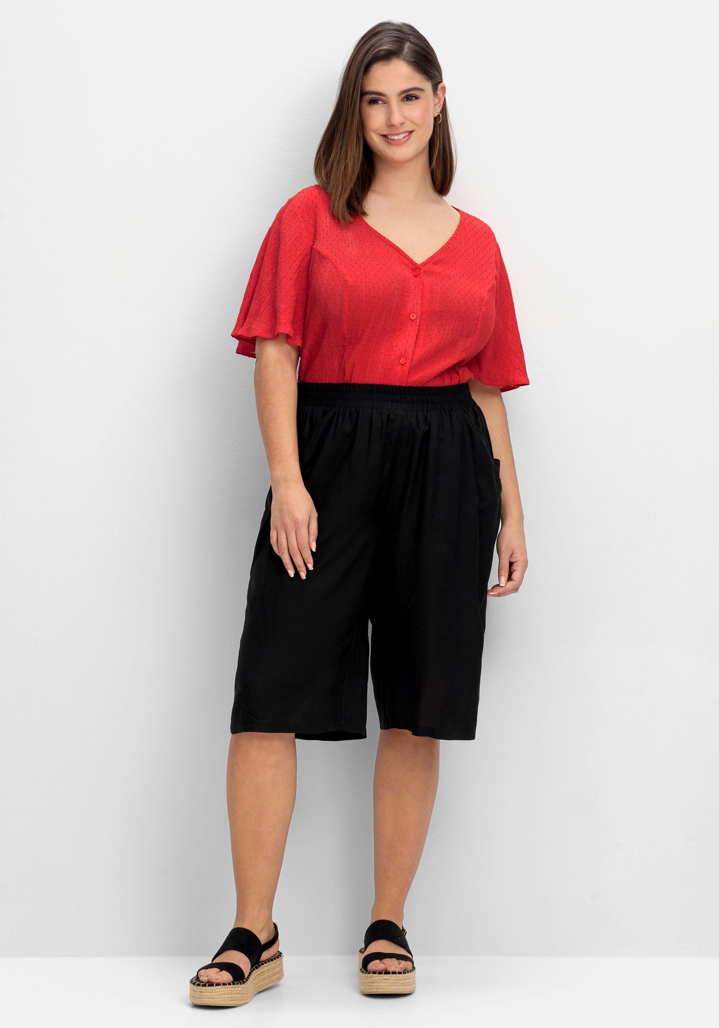 Crinkle-Bluse mit eingewebten Punkten
