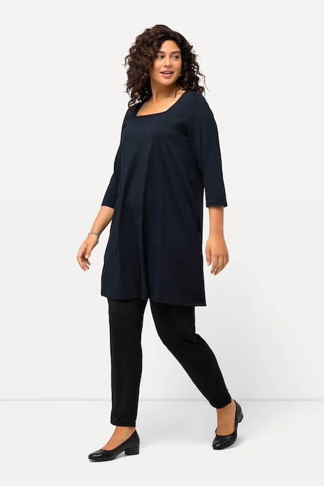 Longshirt, A-Linie, Carree-Ausschnitt, 3/4-Arm