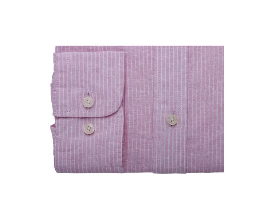 Chemise coton et lin Bleu Océan et liseré Blanc - EDIBERT
