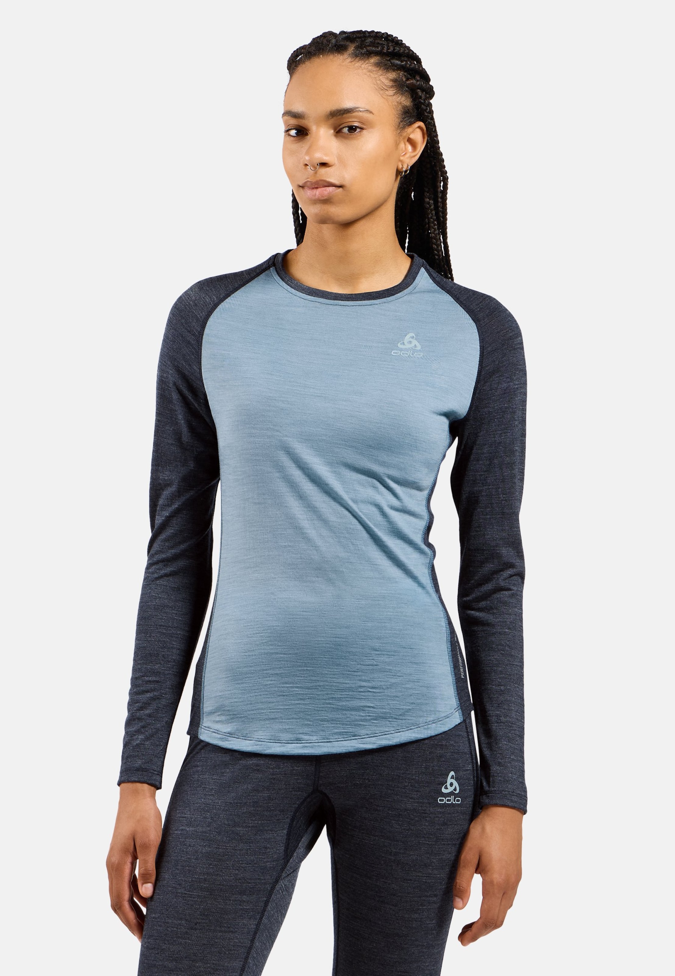 Natural Performance Wool 150 Base Layer Langarmshirt in provincial blue - dark sapphire melange