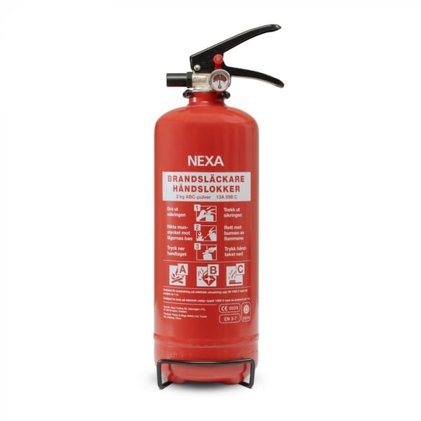 Nexa brandsläckare, 2 Kg ABC-pulver med väggfäste (13402)