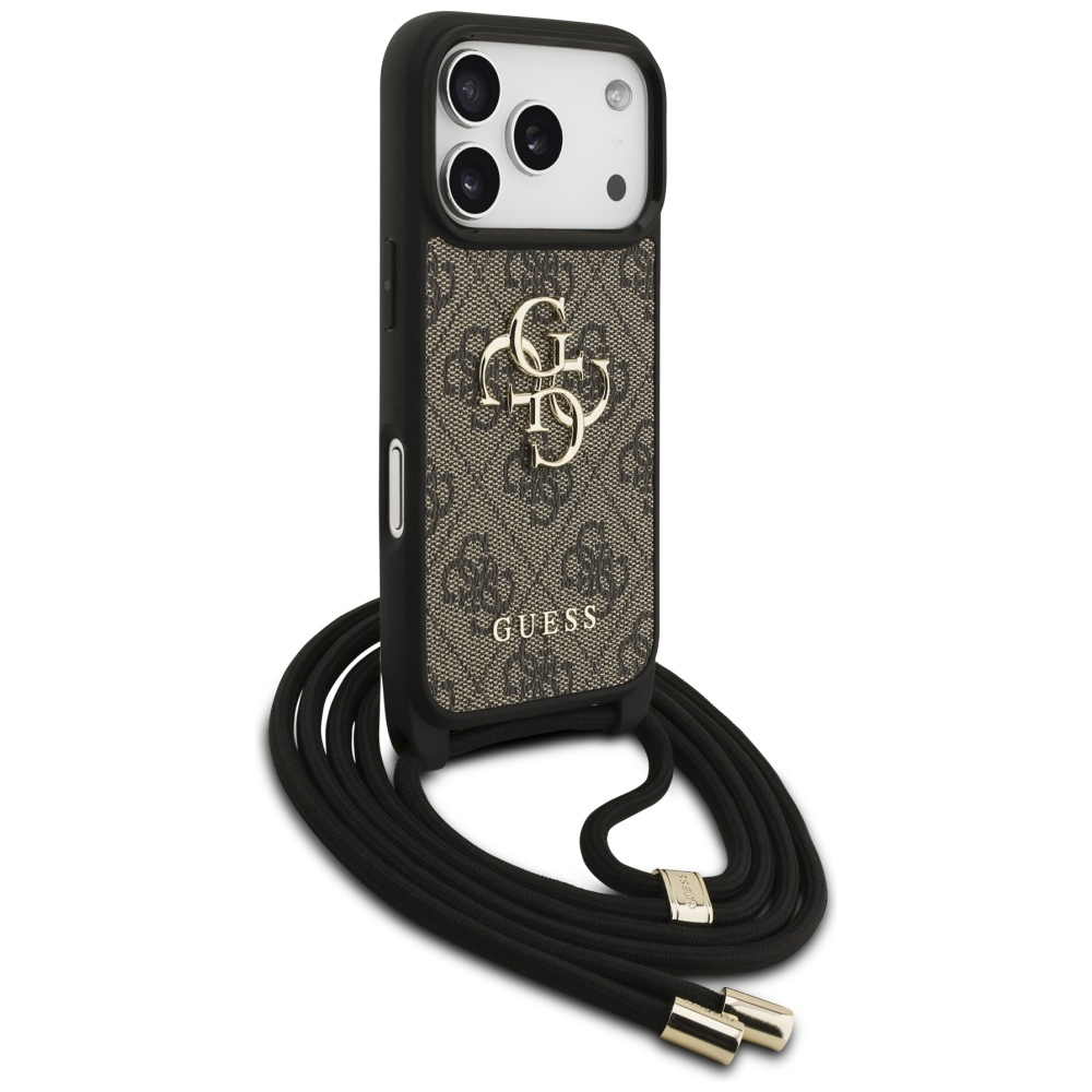 (130cm) iPhone 17 Pro Necklace Hardcase Hülle Crossbody 4G Big Logo Cord Strap   Handykette (GUHCP17LP4GMGCRW) - Braun