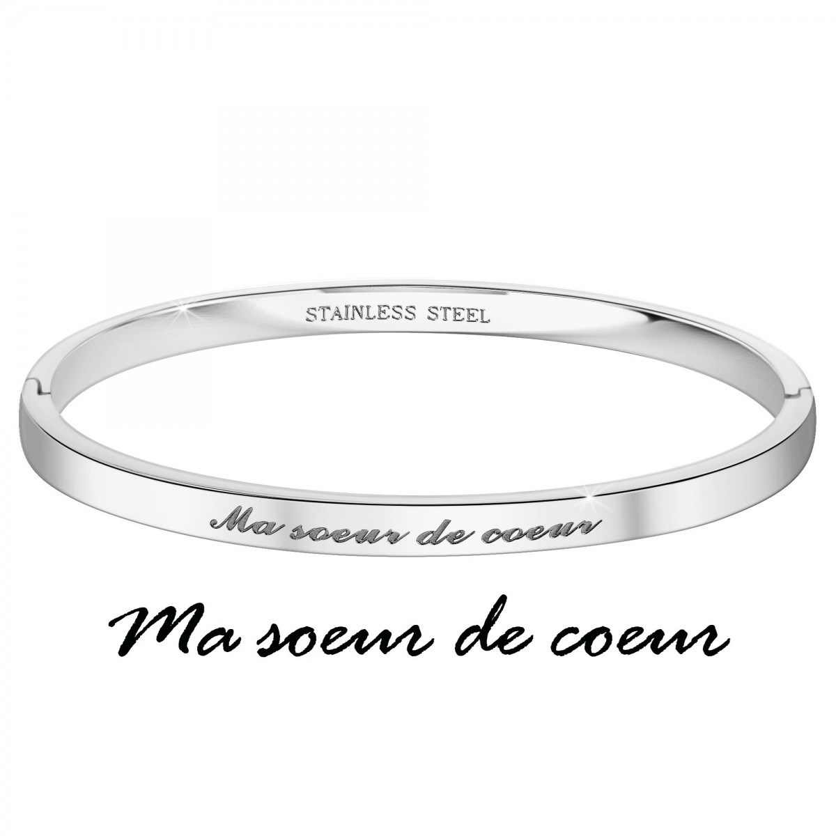 Ma soeur de coeur - Bracelet SC Crystal en Acier Rhodié argenté