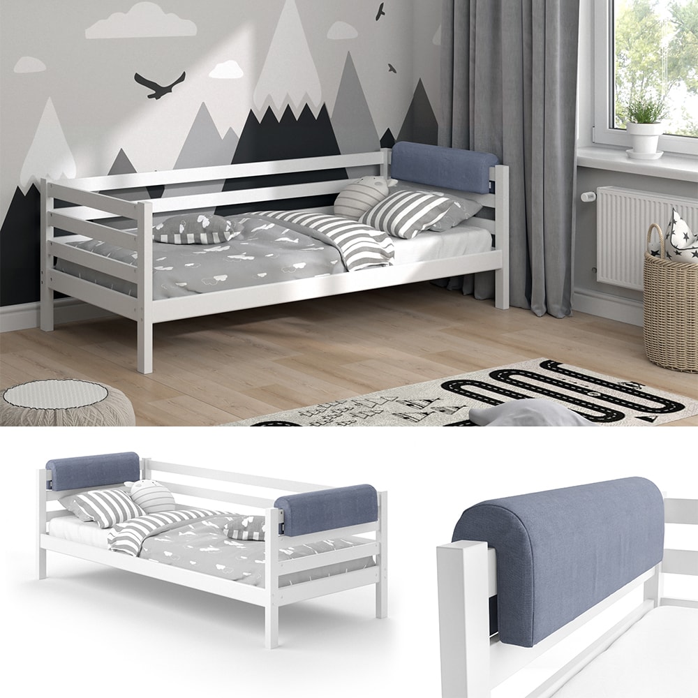 Vitalispa Bettkantenschutz Bettumrandung Kinderbett Kantenschutz grau Babybett