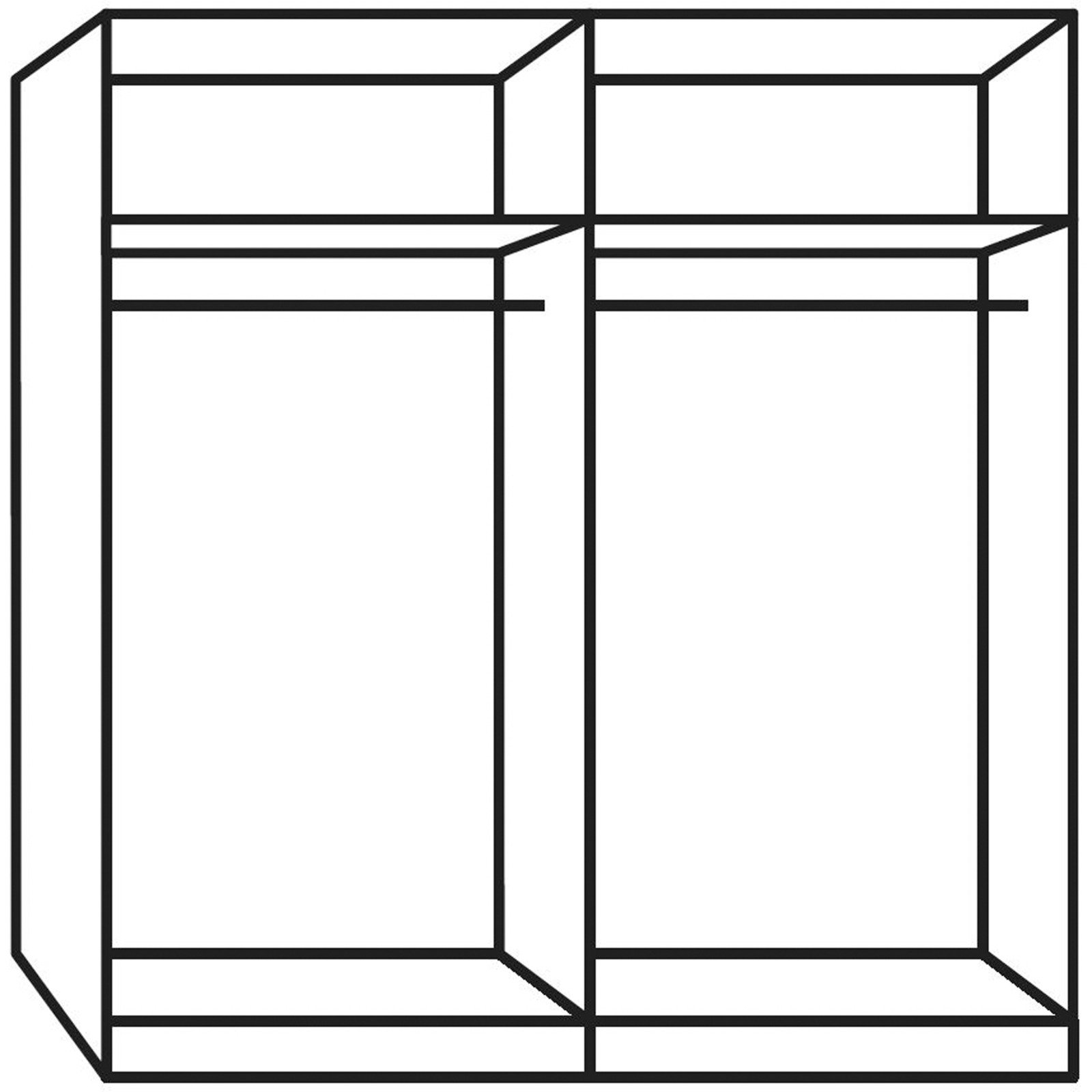 Schwebetürenschrank Schweizer 105 Eiche Natur weiss 253 x 215 x 65 cm, 253 cm