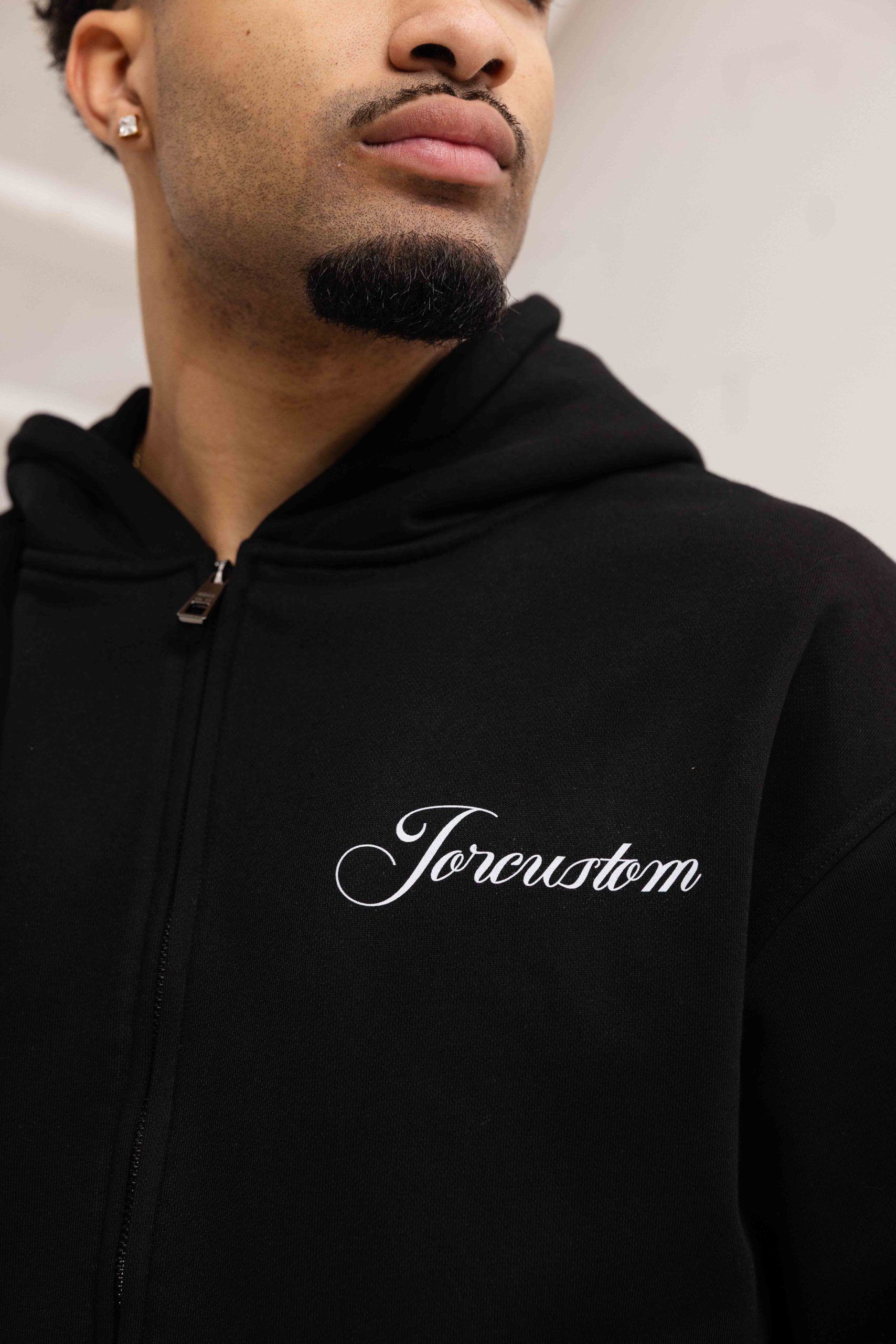 Jorcustom Fleece Custom University Zipped Hoodie Heren Zwart