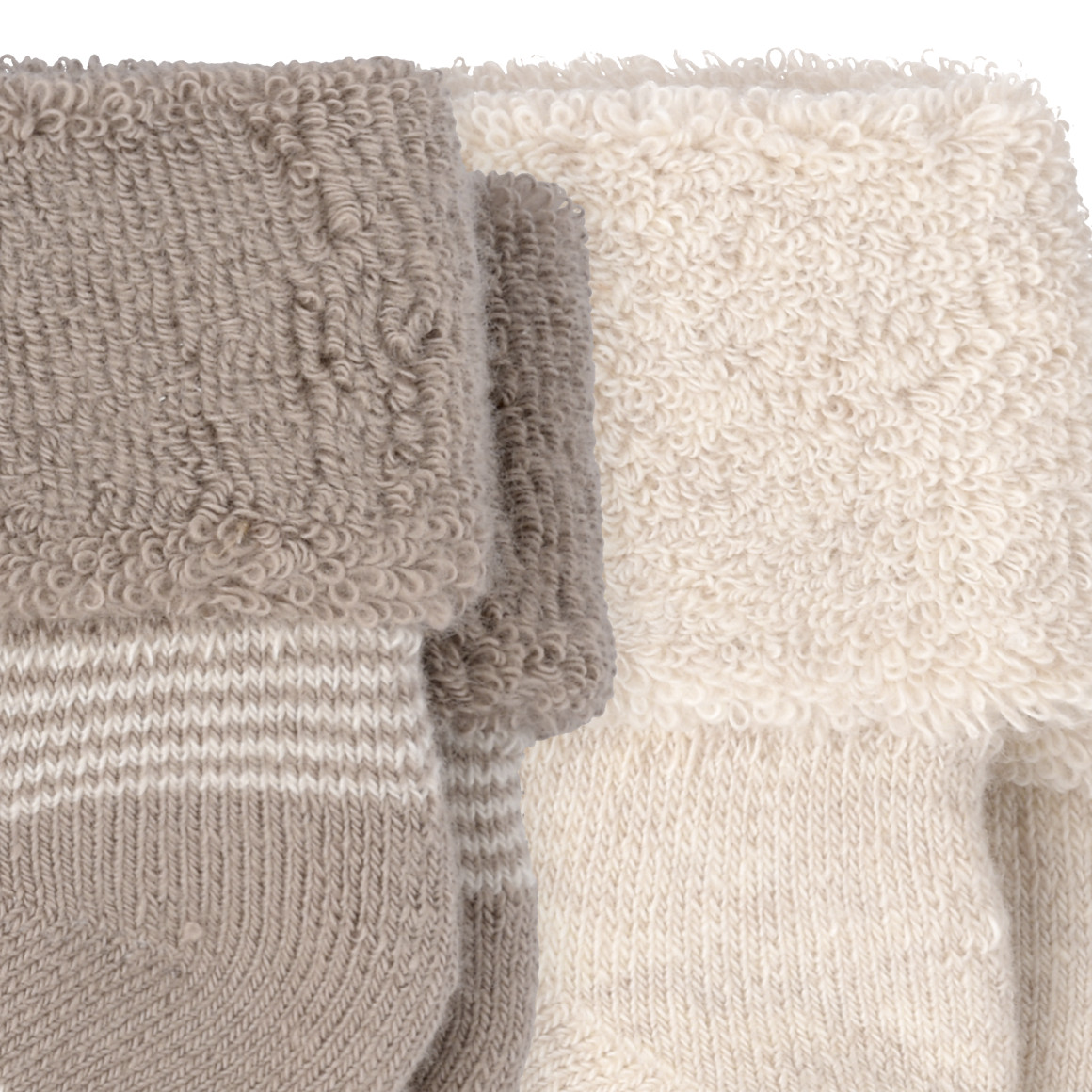 Topomini 2 Paar Erstlingssocken mit Frottee braun / beige
