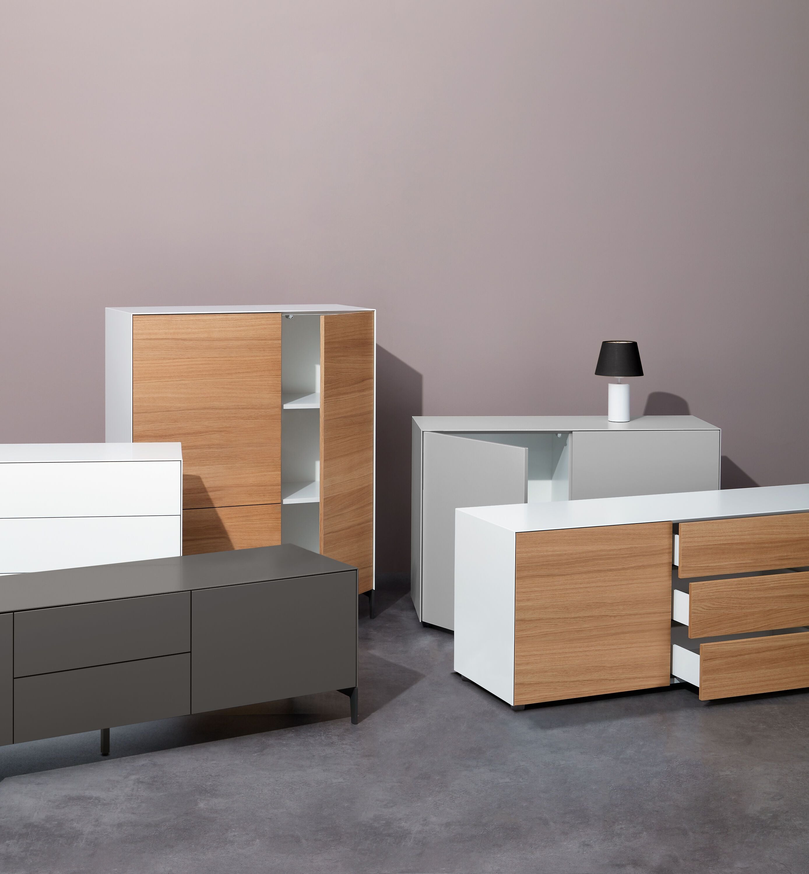 LUX Lowboard - Taupe / B: 180.0 cm x T: 46.0 cm x H: 49.5 cm