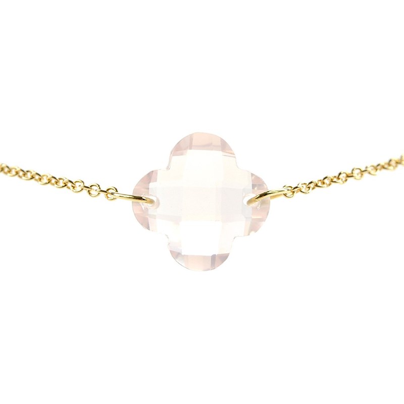 Bracelet chaine en or jaune et quartz rose - BeJewels