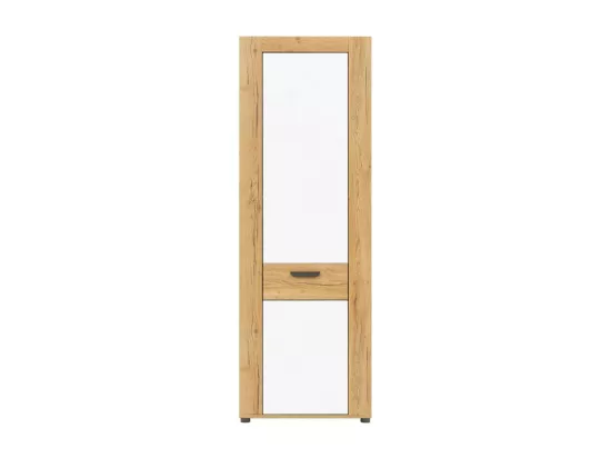 Vaisselier 1 porte Blanc/Bois clair - ABOKI - L 66 x l 40 x H 192 cm