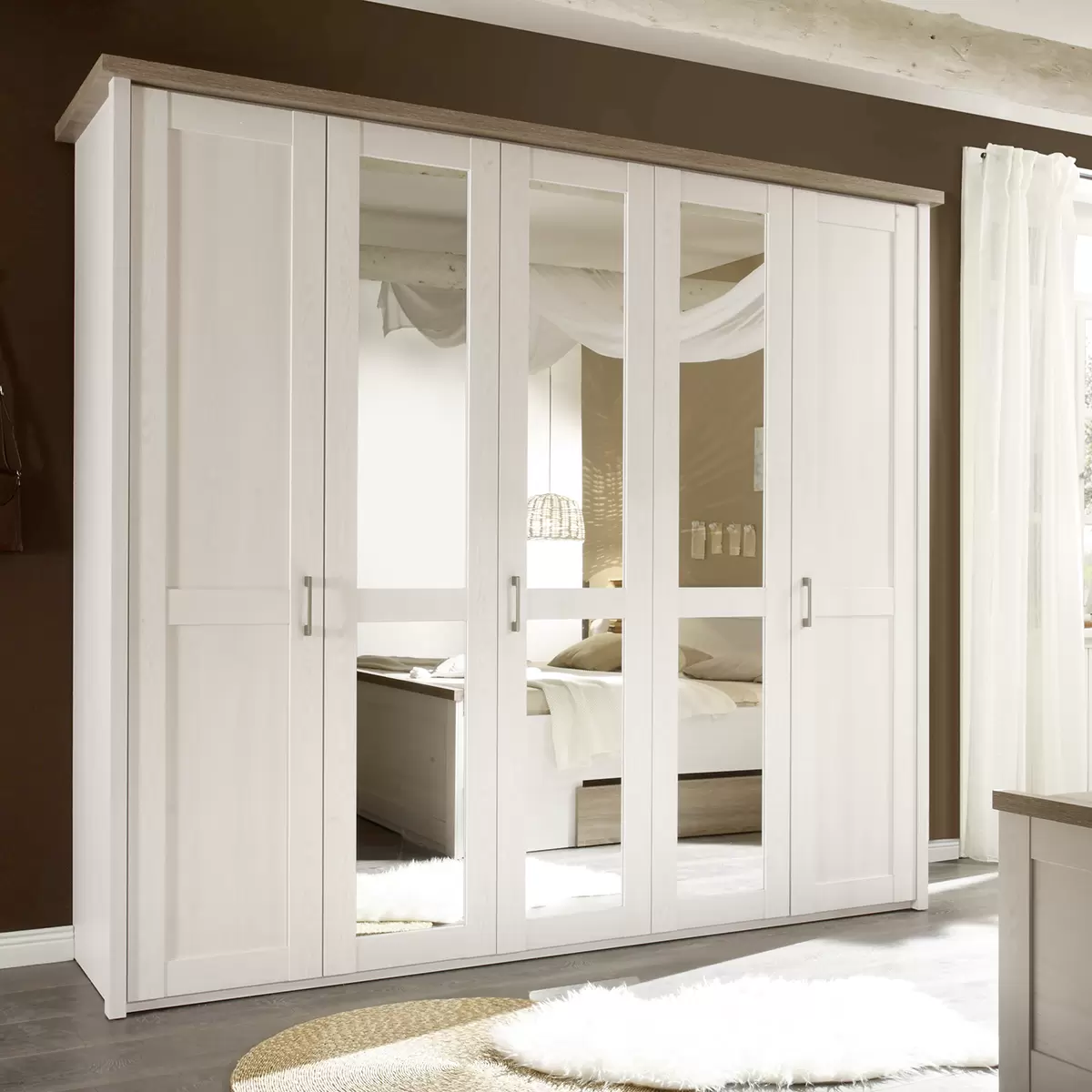 Kleiderschrank 5trg. Luca Sonoma Eiche,weiss