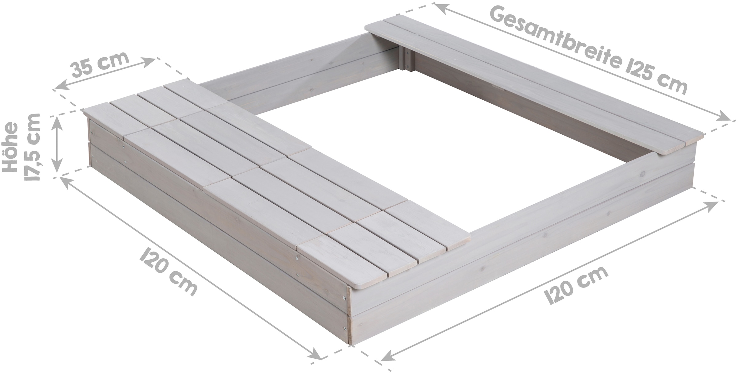 roba® Sandkasten »Outdoor+« 2 Spielwannen und 4 abnehmbaren Sitzplätzen, HxBxT: 17,5x125x120 cm