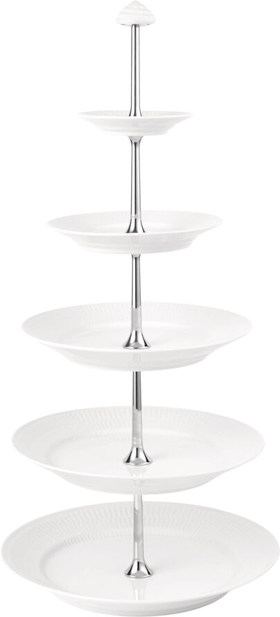 Royal Copenhagen Hvid Riflet Étagère, 5 Lag Hvid