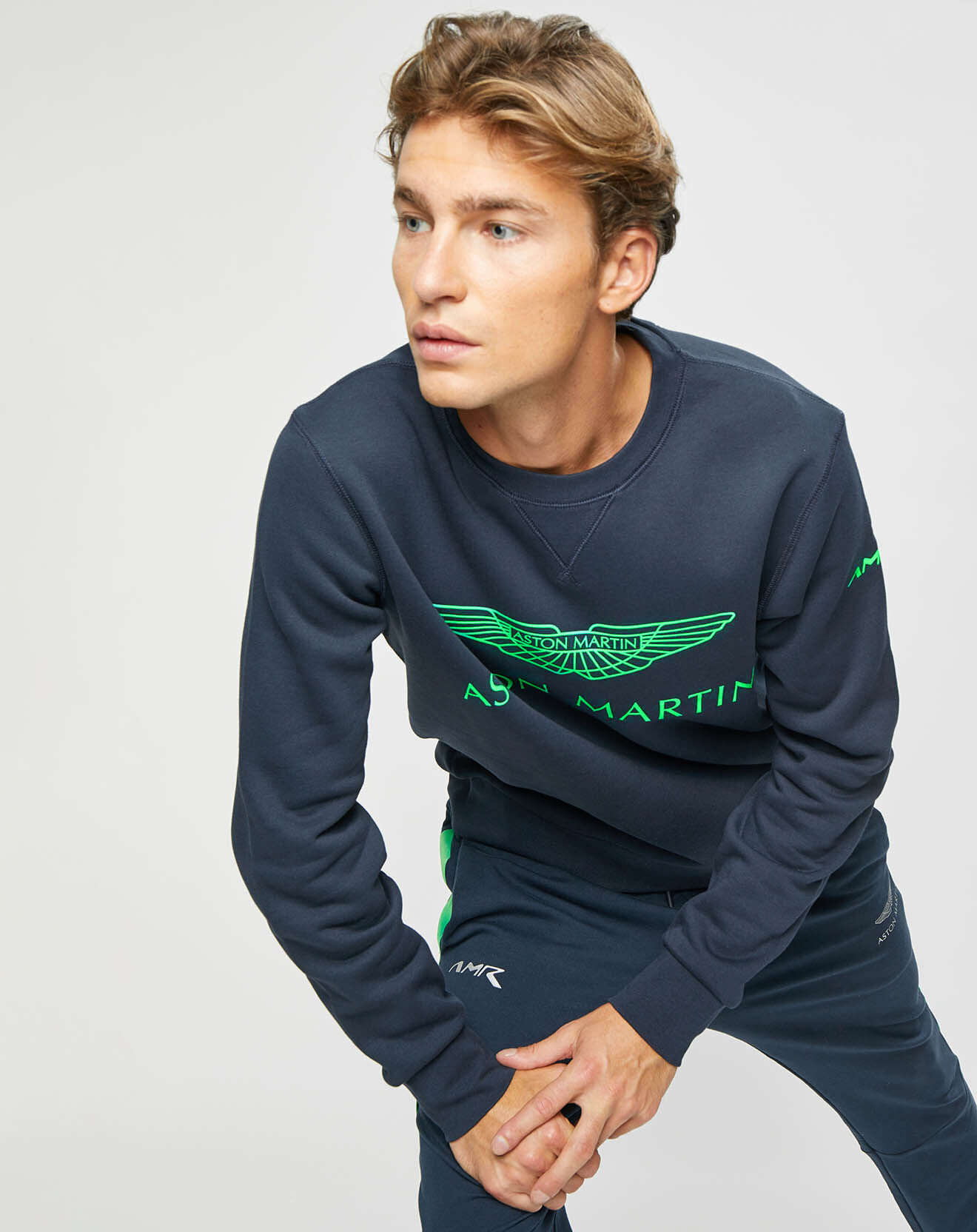 Hackett London Sweat Logo Fluo Aston martin Racing bleu marine/vert