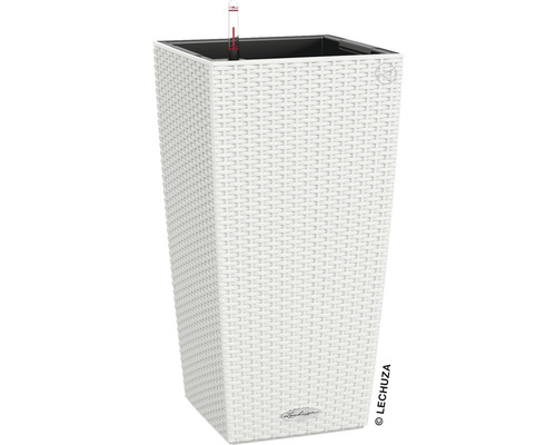 Lechuza Cubico Cottage plantenbak, kunststof, 30x30x56 cm, wit, inclusief zelfbewateringssysteem