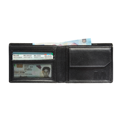 Maverick - Portefeuille compact à 2 volets anti-piratage - cuir noir