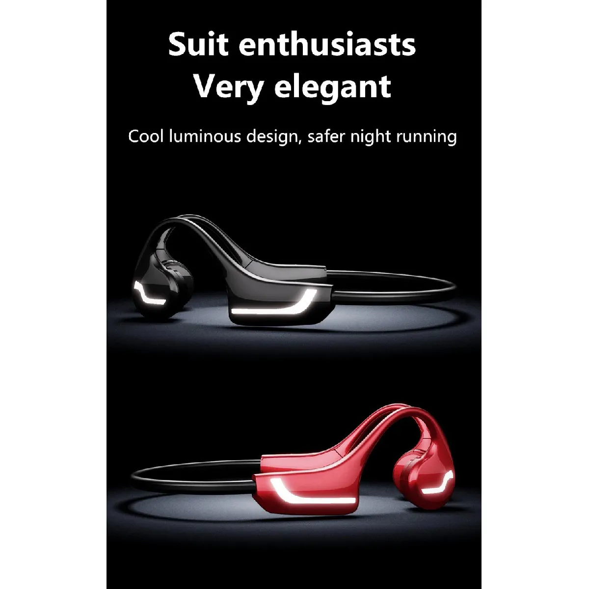 Universal Casque conduction osseuse Bluetooth 5.0 - Noir