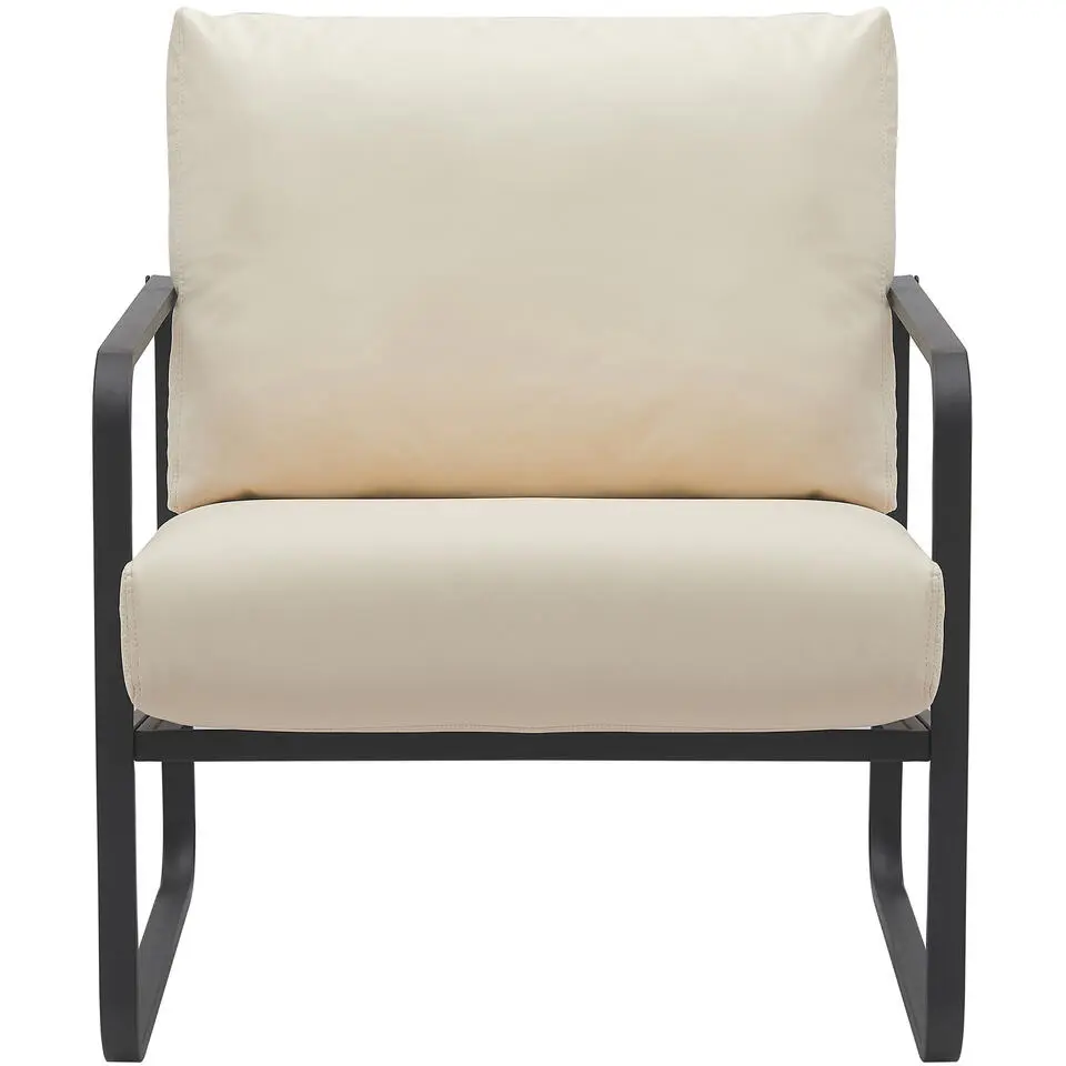CLP Lounger Manea zwart Frame - Kunstleer - creme