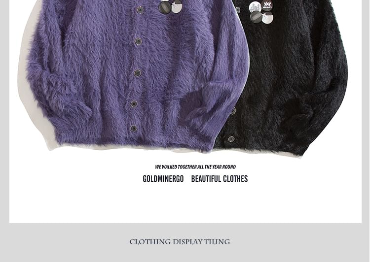 Yelmenor - V-hals, knoopsluiting, pluizig, oversized vest